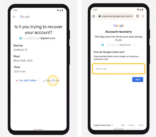 Steps to recover your Google account