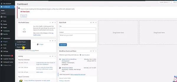 a WordPress dashboard plugin section